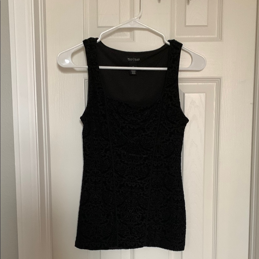 White House Black Market Black Fitted Sleeveless Tank Top with Crew Neck